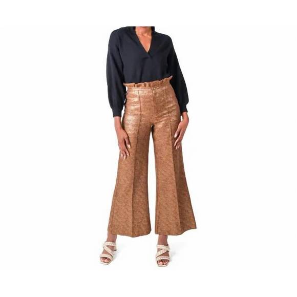 NEW EMILY MCCARTHY ruffle flares in french gold tweed - Picture 2 of 6